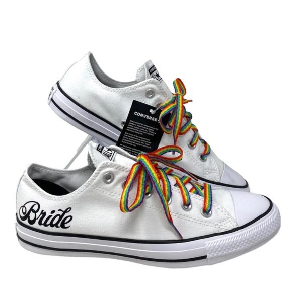 Converse Ctas OX Low Wedding White Canvas Women's Sneakers Custom 171213C- Multi - Picture 1 of 10